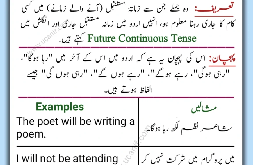 Future Continuous Tense in Urdu