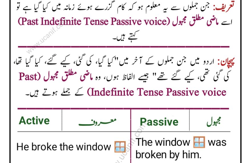 Past Indefinite Tense Passive Voice in Urdu with…