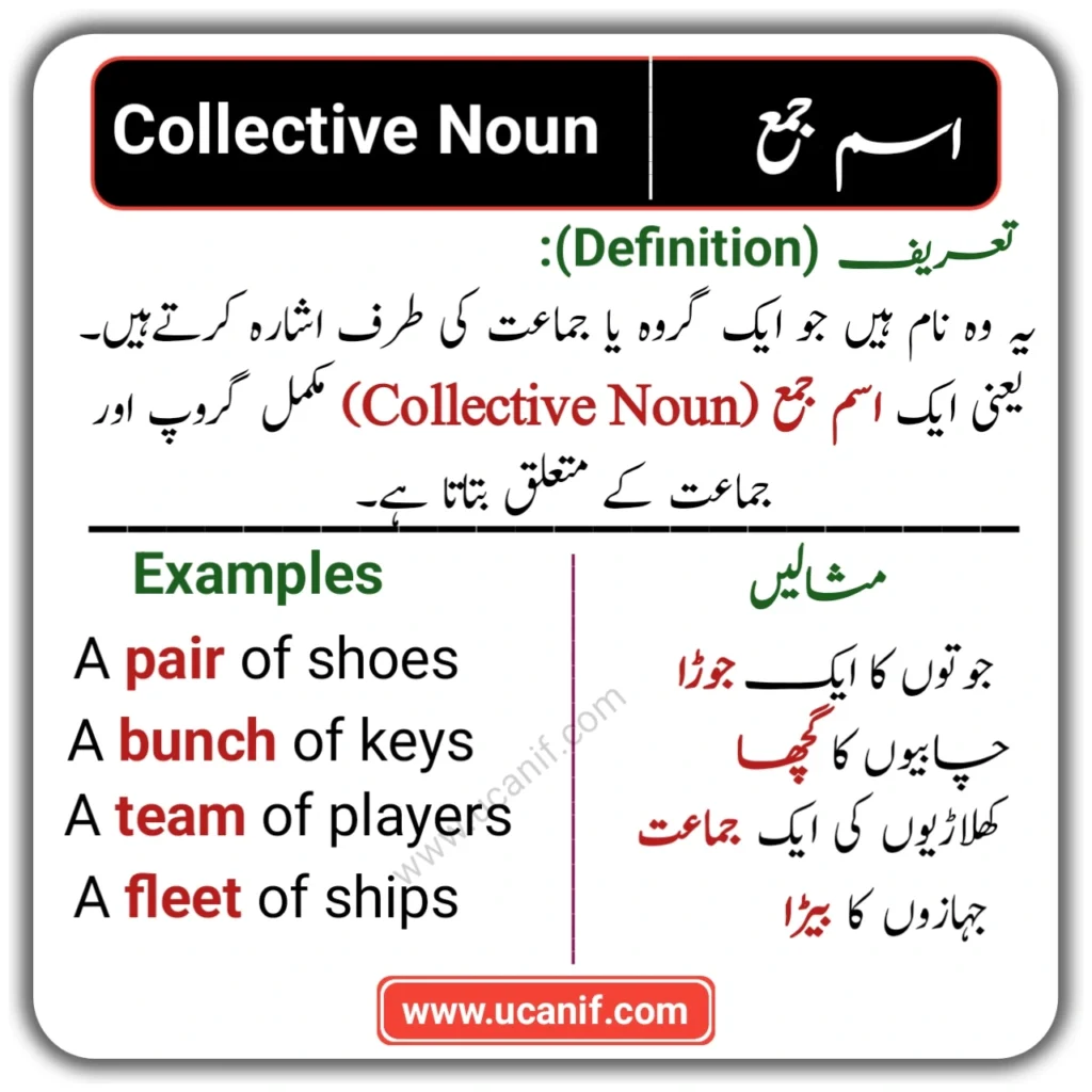 Collective Noun in Urdu, Collective Noun meaning in Urdu