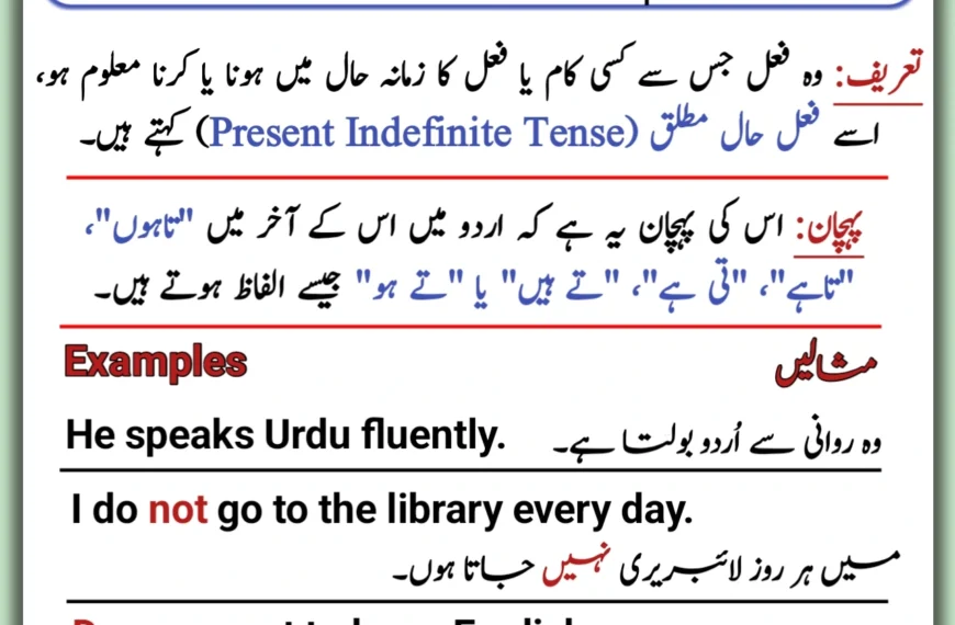 Present Indefinite Tense in Urdu