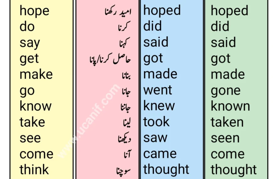 Verbs with Urdu Meaning