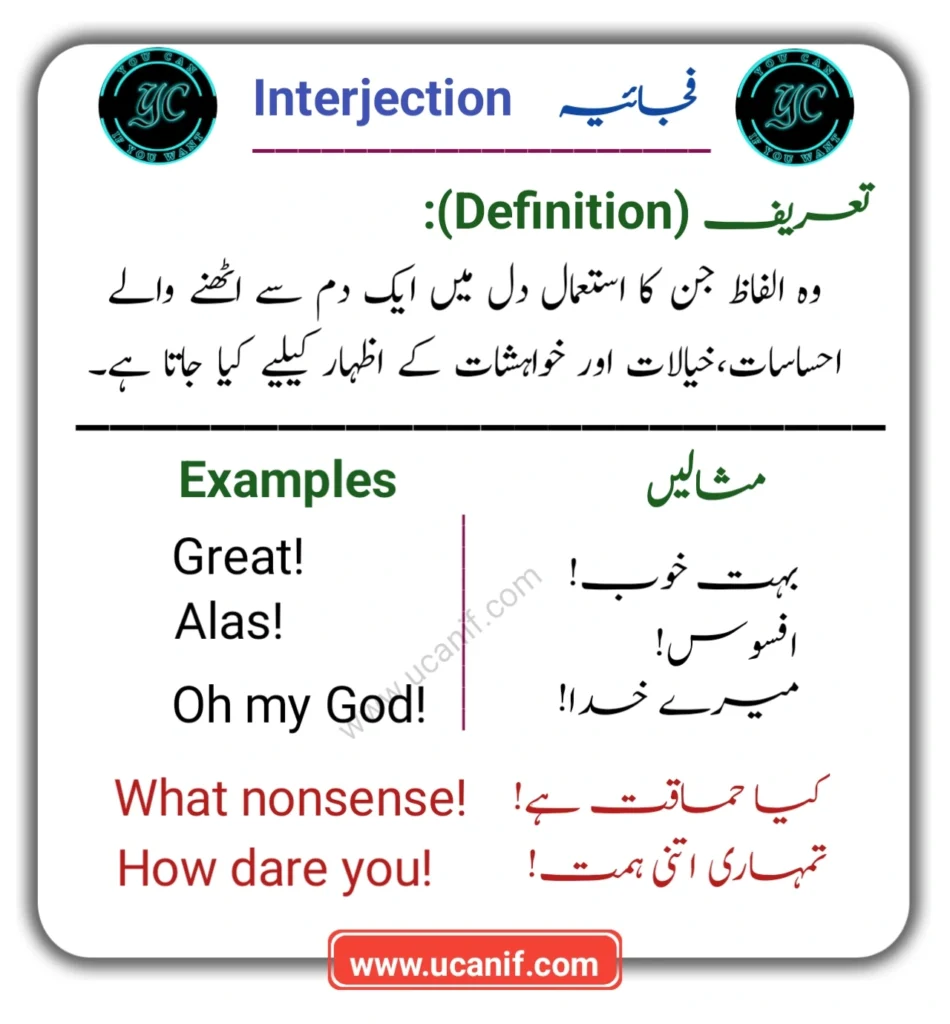 Interjection In Urdu, Interjection meaning In Urdu