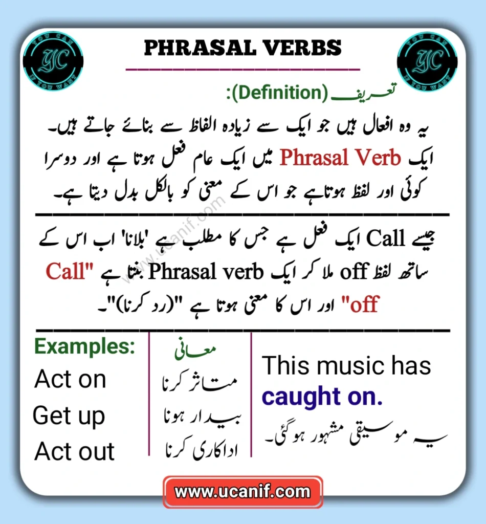 Phrasal Verbs in Urdu, Phrasal Verbs meaning in Urdu