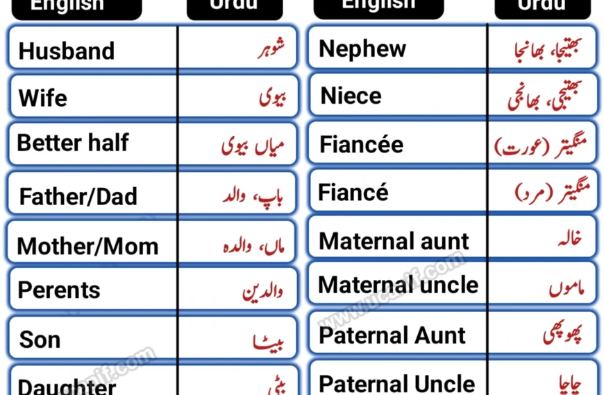 Family Members In Urdu