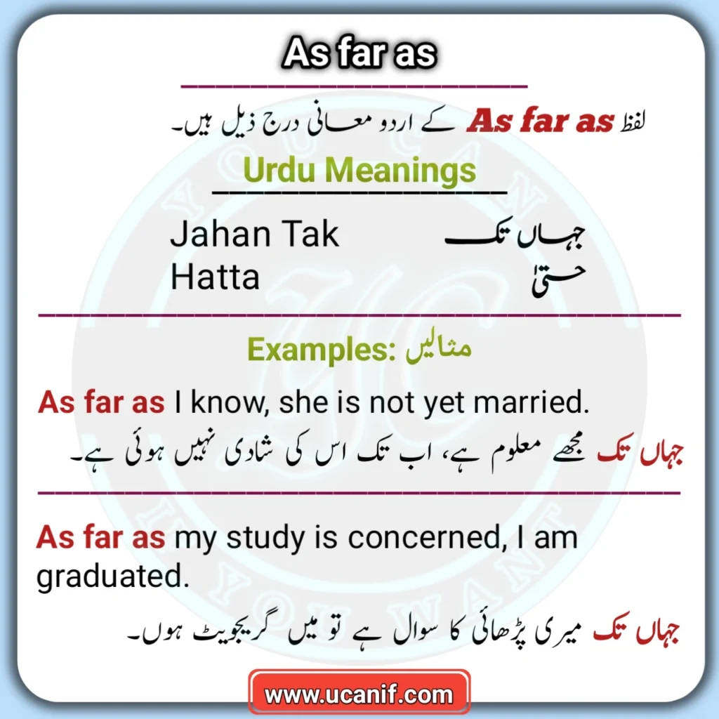 As far as Meaning in Urdu