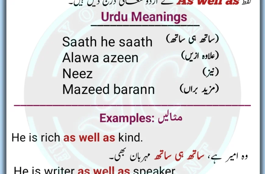 As well as Meaning in Urdu, As well as in Urdu