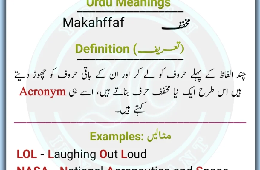 Acronym meaning in Urdu, Acronym in Urdu