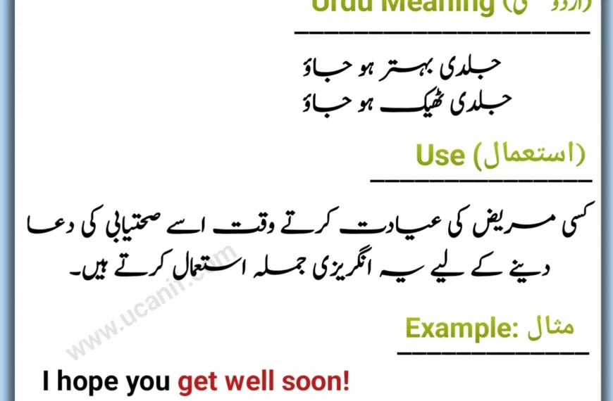 Get well soon meaning in Urdu