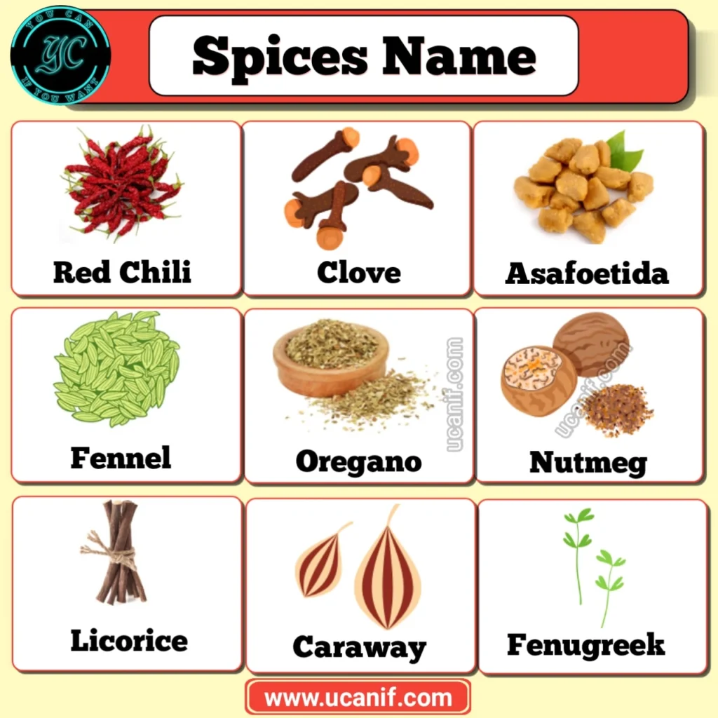 spices name in english