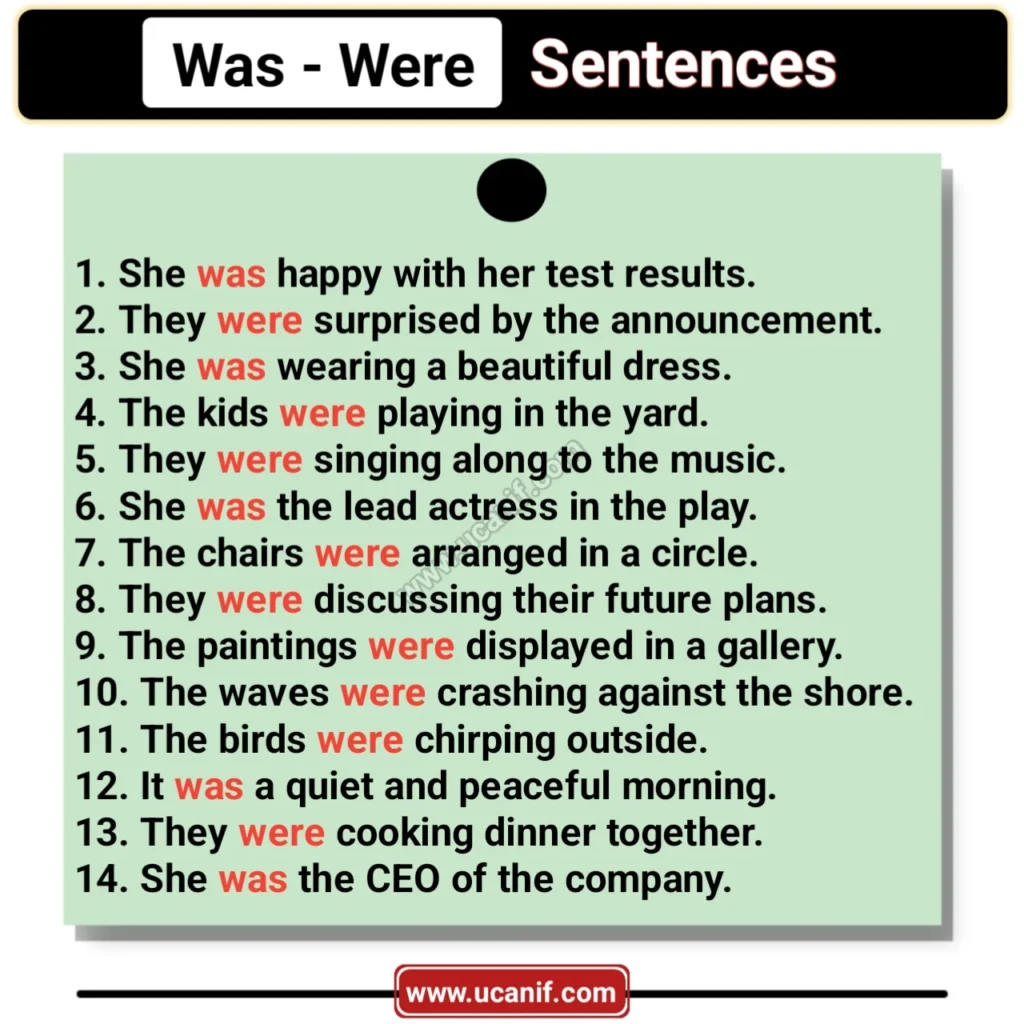 was and were sentences example, was were sentences